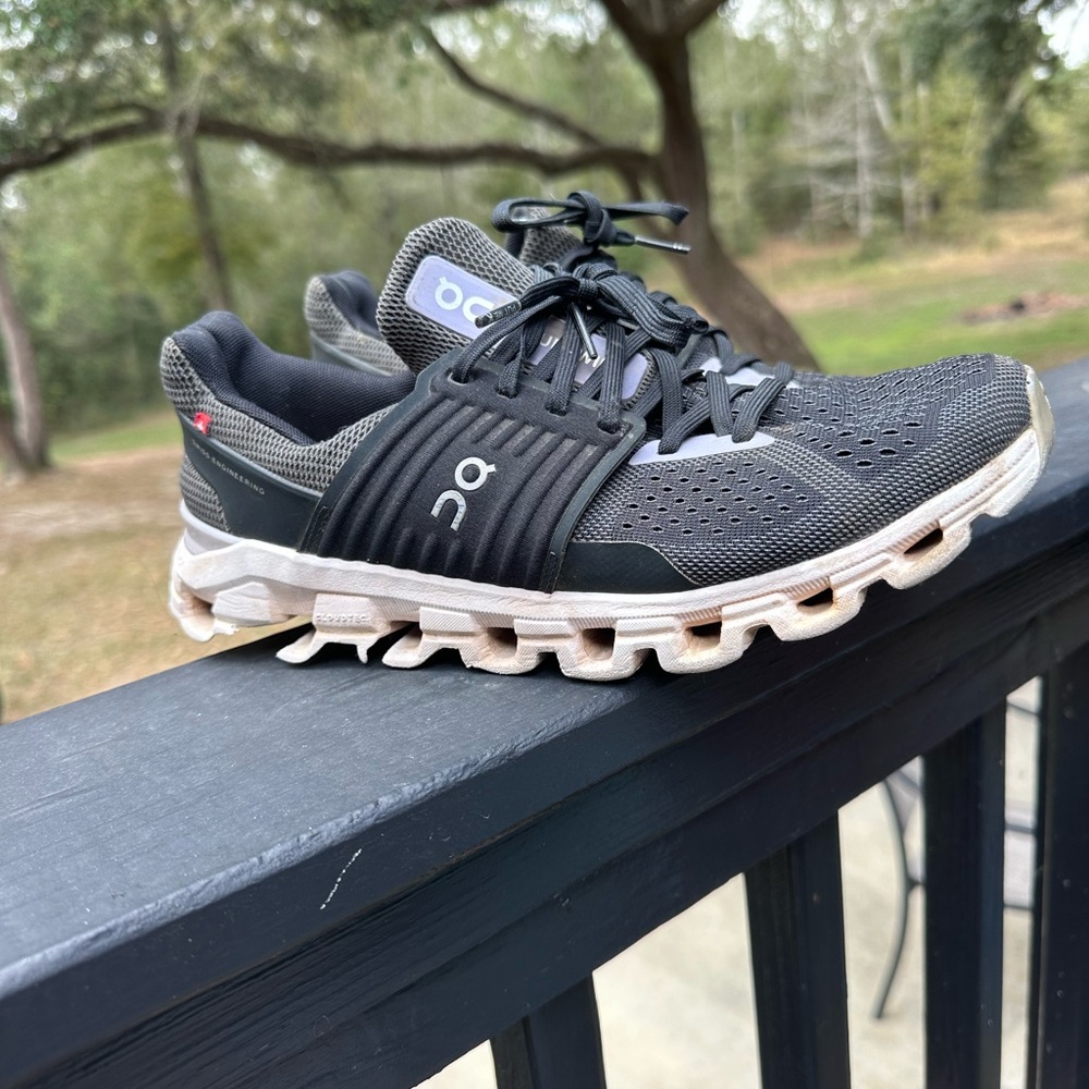 On Running Charcoal and White Sneakers